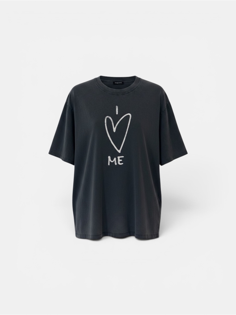 Anine Bing Washed Charcoal Gray Graphic Crew Tee